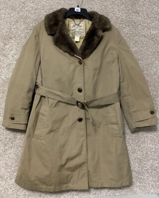 Vintage 70's LL Bean Womens Goose Down Trench Coat Jacket