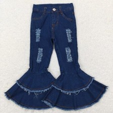 Girls Clothing Dark Blue Flare Jeans Toddle Voguish Denim Bell Bottom Pants