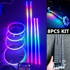 4x 17.5'' Chasing Double Row Wheel Lights+2x 4FT+2x 6.5FT Lights Strip For Truck