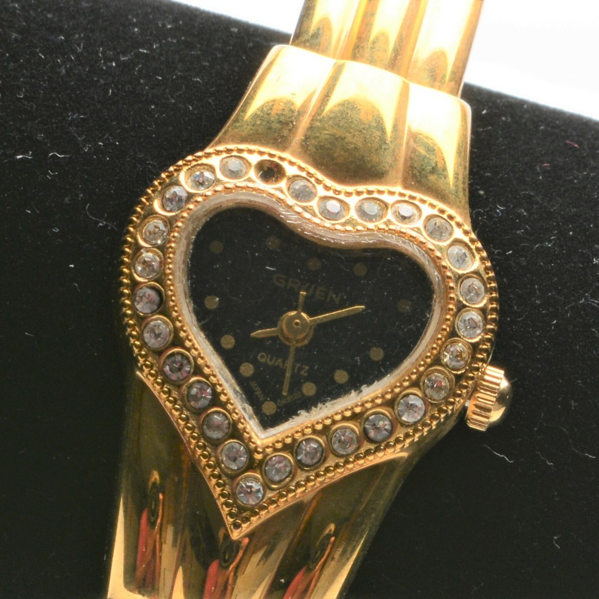Ladies Gruen Gold Plated Quartz Dress Heart Watch with 