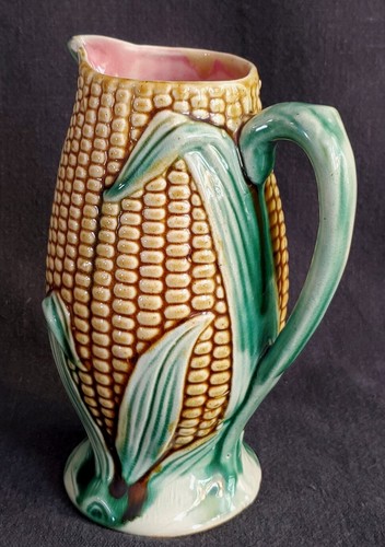 Vtg Shorter & Son Johnson England Majolica Corn Cob Pitcher 6.5" Flaw - Picture 2 of 14