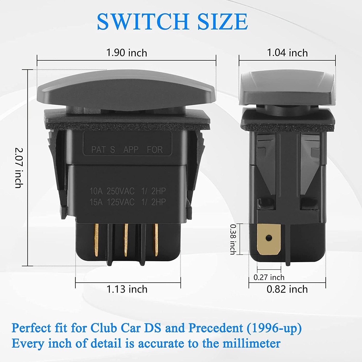 Club Car Forward Reverse Switch Assembly - 48V 3-Pin Replacement For Precedent & DS Models (1996-Up), Part 101856001 - View #5