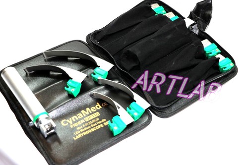 SET LARINGOSCOPIO IN FIBRA OTTICA DI 4 LAME INTUBAZIONE 1,2,3,4 + MANIGLIA MEDIA - Foto 7 di 11