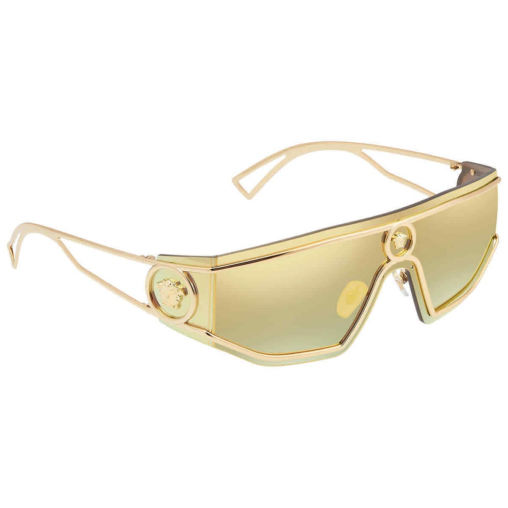 Versace Brown Mirror Gold Shield Men's Sunglasses VE2226 10027P 145