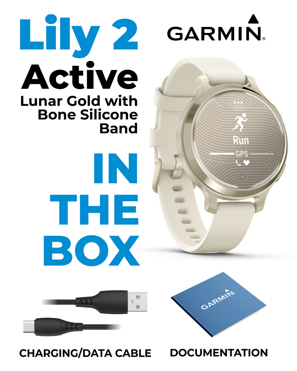 Garmin Lily 2 Active 38mm Woman Stylish Smartwatch Lunar Gold