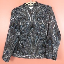Cj1292- Charter Club Women Cotton Corduroy Jacket Pockets Multicolor Paisley 2x