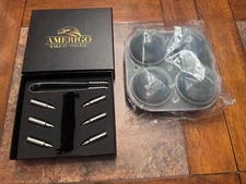 Whiskey Stones Bullets (6) Set Reusable Chiller & 4x Sphere Ice Cube Mold