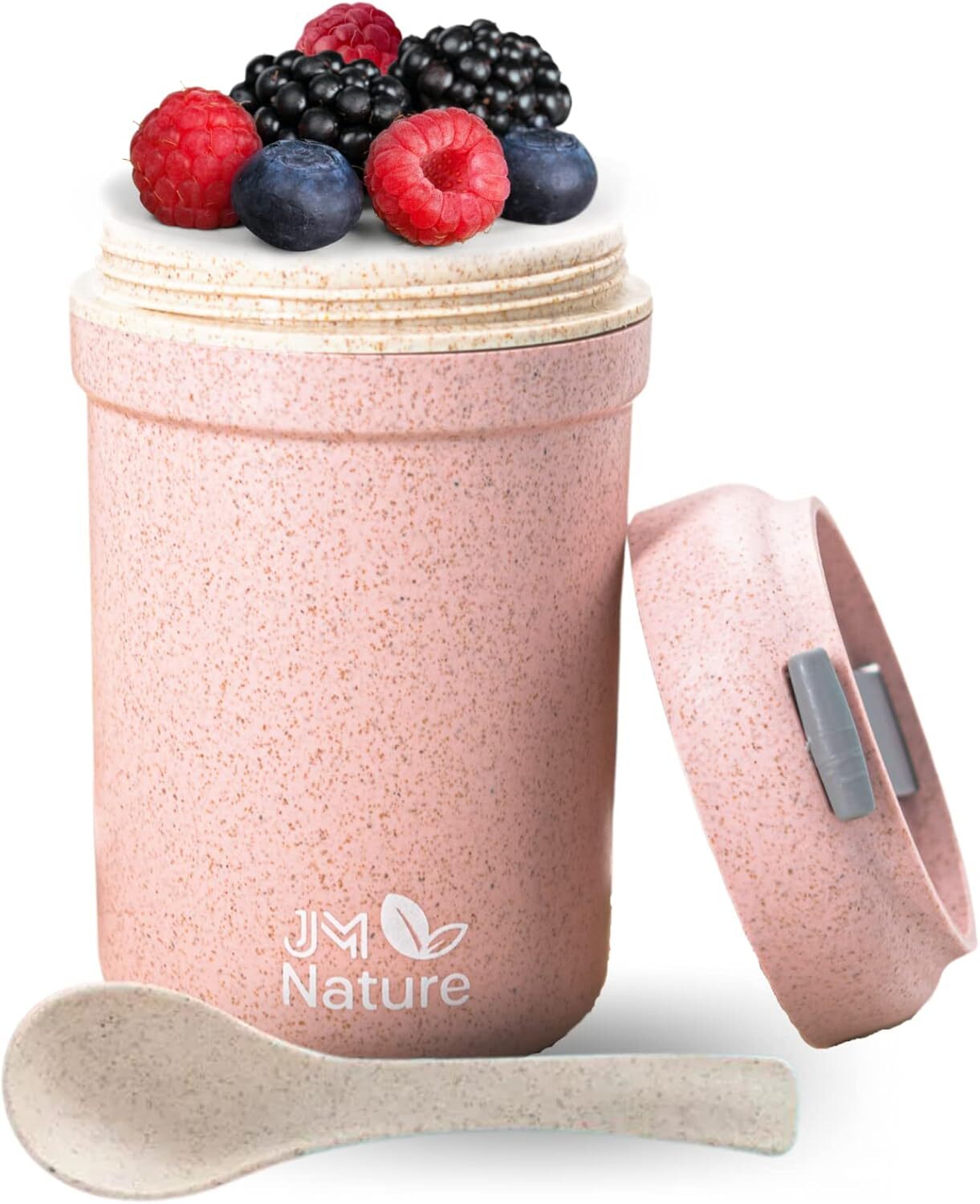 JM Nature 2er Набор для приготовления мюслибечера для пробежек, 330 мл, mit Deckel - Löffel