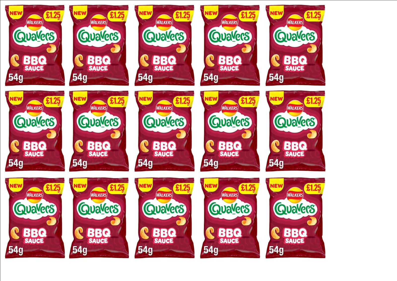 Walkers Quavers New BBQ Sauce Flavour Snack Full Box Case 15 x 54g Large Bags eBay