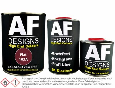 Fiat 103A Rosso Rinascime Metallic 1,25L Basislack Klarlack Härter Autolack spri
