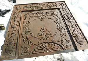Antique Late 1800s Cast Iron Fireplace Frame Surround Summer