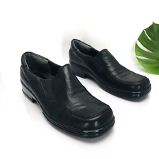 Easy Spirit Slip On Loafers Women's 7.5 W Comfort 2 Black Leather Block Heel