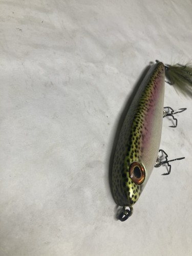 Lunker Punker Style Handmade Wood Topwater, Rainbow Trout Color, 6”in. 1.6oz.💥 - Picture 3 of 8