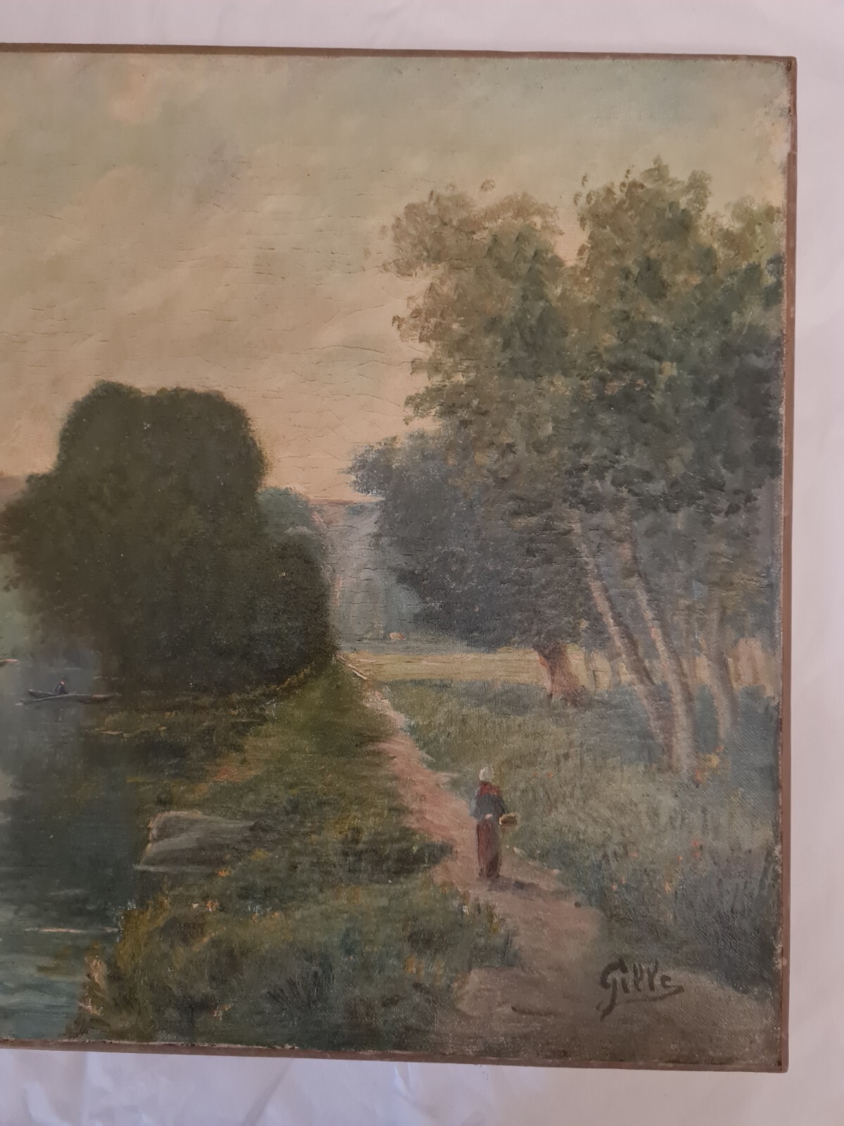 TABLEAU ANCIEN HUILE Orientaliste Paysage Vue Alger Algerie Louis
