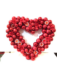 14" Valentine Heart Shaped Ornament Wreath