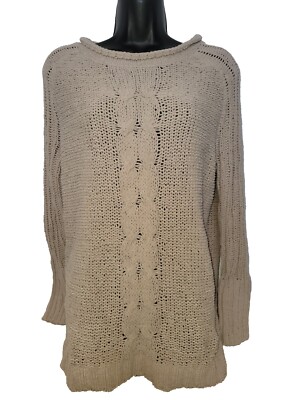 Venus Oversized Pullover Beige Rolled Soft Cozy Sweater Size XS