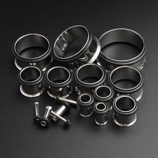 Ear Stretching Kit Flesh Tunnel | Single Flare | Surgical Steel | 1.6mm - 19mm