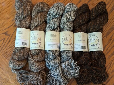 Lot of 6 100% Alpaca SOFT Peruvian Tweed 200 yd Yarn Skeins Brown, Black, White