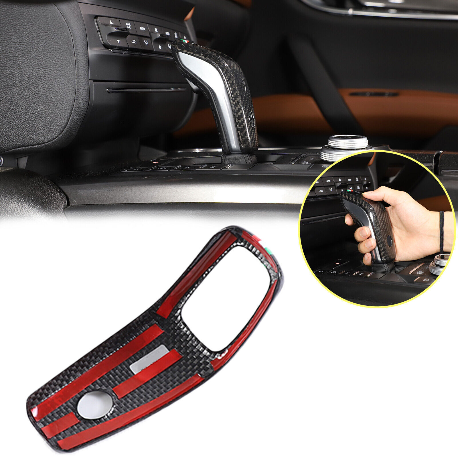 Carbon Fiber Gear Shift Knob Trim for Maserati Ghibli Quattroporte 2019+