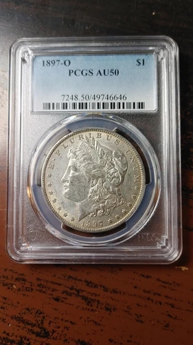 1897 O Morgan Silver Dollar $1 PCGS AU50  Original AU Very PQ Undergraded   4562