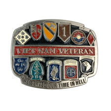 Vintage Vietnam Veteran We Served Our Time In Hell Metal Belt Buckle 2326