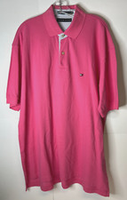 Tommy Hilfiger Men's XL Regular Fit Solid Pink Stretch Mesh Cotton Polo Shirt