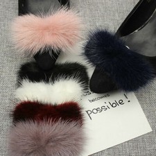 1 Pair Mink Fur Pom Pom Shoe Clips Fluffy Ornament Heels Boots Charm Decor DIY