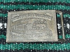 Wells Fargo Train Belt Buckle Since 1852 Vintage 70s Bankers Promotional .TWY869