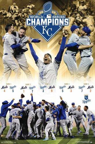 PÓSTER DE PARED 22x34 de los Kansas City Royals de la Serie Mundial 2015 CELEBRACIÓN Campeones - Imagen 1 de 1