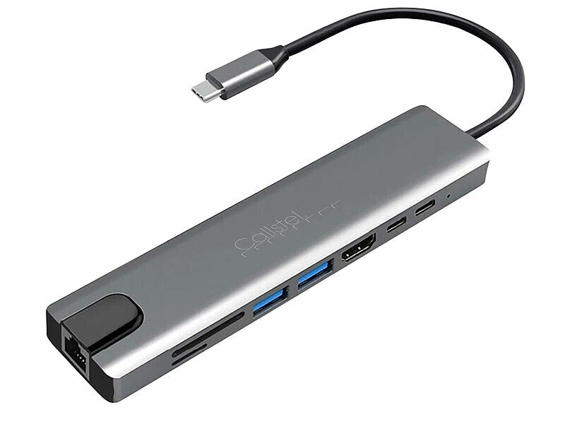 Hub USB-C Callstel pour connecter une clé USB et un écran HDMI sur PC portable