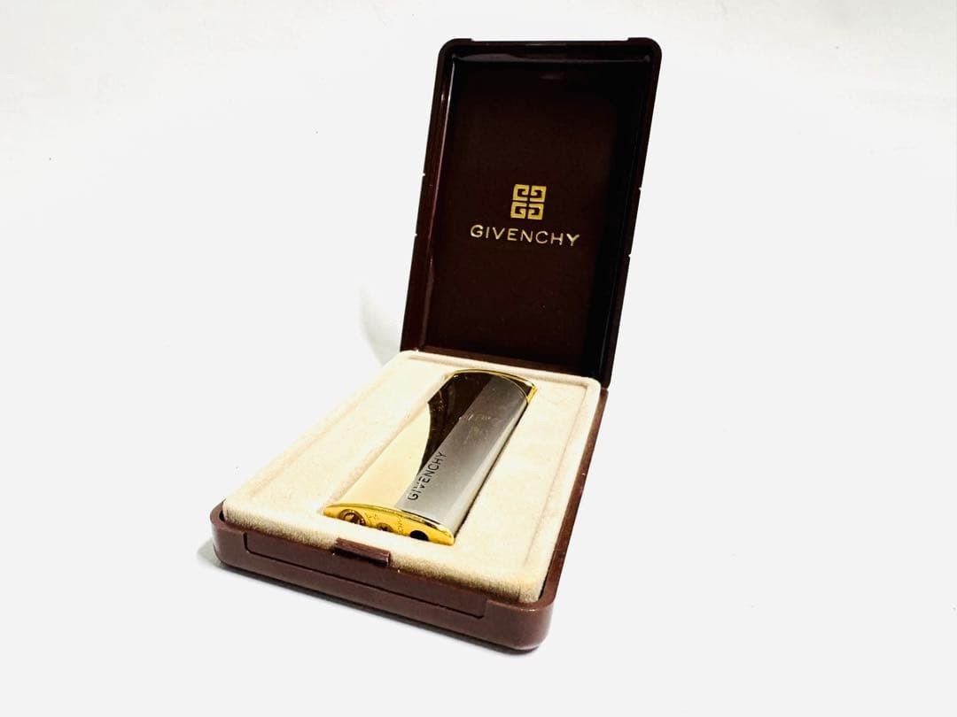 Givenchy Gold Silver Lighter Body Slim Metal Collectible Used