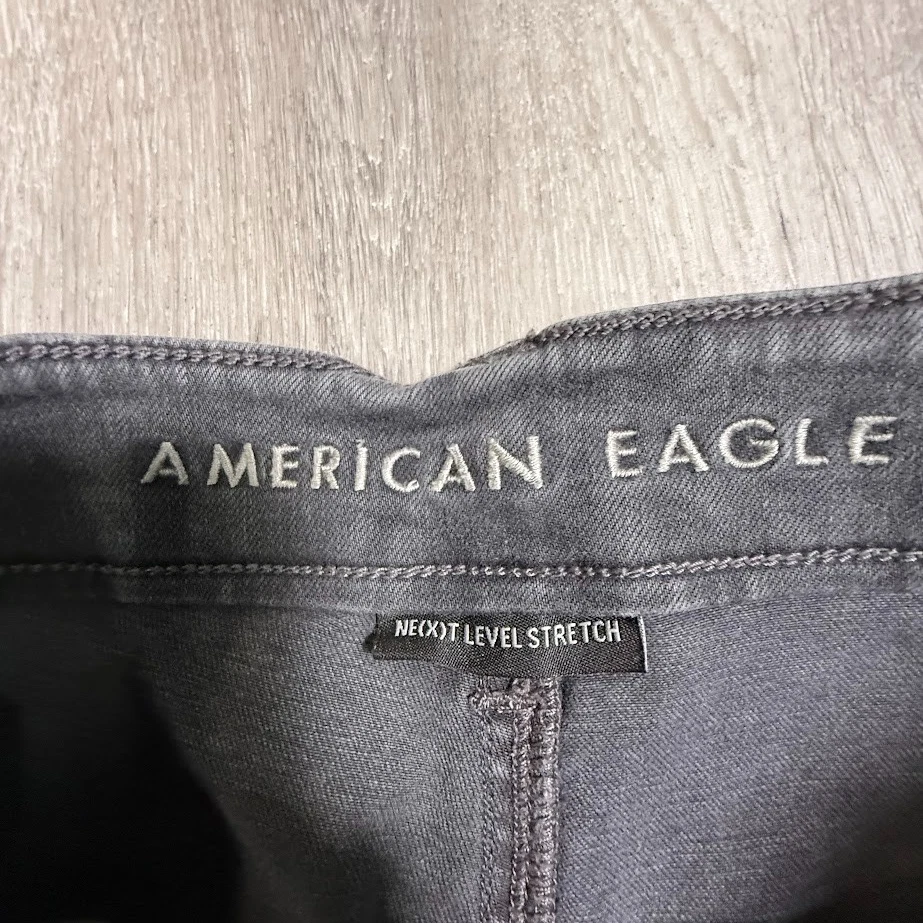 Jeggings American Eagle para mujer 10 largos grises tiro más alto botón mosca Foto 3 de 4