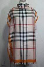 Auth Burberry Scarf Shawl Stole Wrap 100 Cashmere Multicolor Used