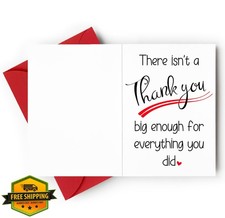 5x7 Thank You Card Red Envelope Grateful Folded Cardstock