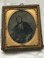 Antique Daguerrotype Ambrotype  Framed Picture Victorian Seated Gentleman