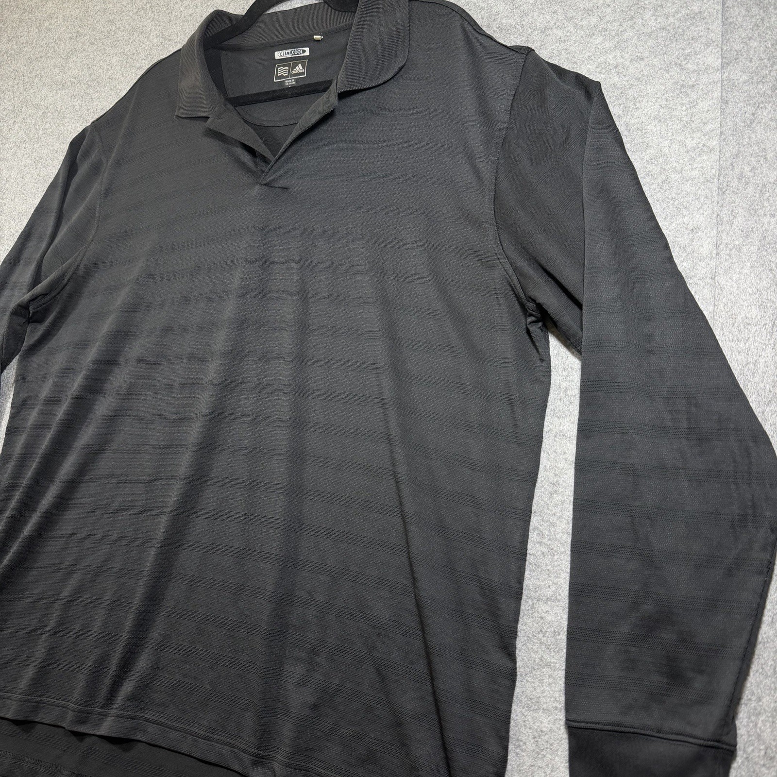 Adidas ClimaCool Polo Shirt Men XL Black Long Sleeve Stretch Golf Wicking VTG 07 thumbnail 12
