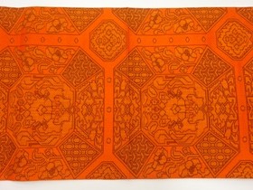 7593141: JAPANESE KIMONO JAPANESE NAGOYA OBI / CHIKUZEN HAKATA / WOVEN GEOMETRIC