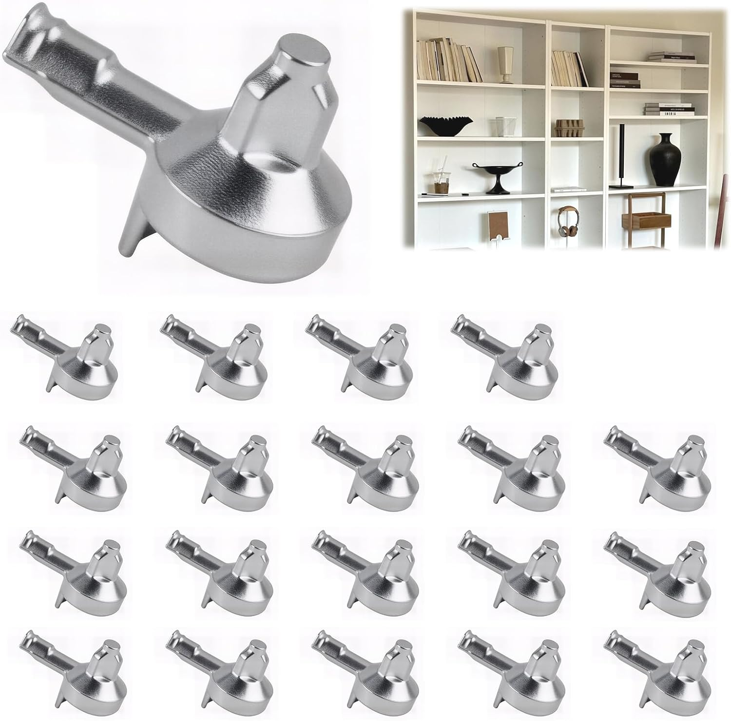 20 Pack Shelf Support Pins Zinc Alloy Cabinet Bookcase Spare Pegs Silver 5mm Set