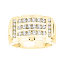 Men's 1.00ct Round Natural Diamond Ring in 10k Yellow Gold