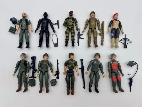Lot 10 Vintage  GI Joe 1980s Straight Arm Figures
