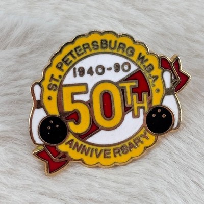 Vtg 1990 St Petersburg Florida WBA Womens Bowling Member Enamel Lapel Pin