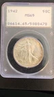 New Listing1942-P 50c Walking Liberty OGH Rattler MS65 OGH Rattler Nice Champagne tone!!