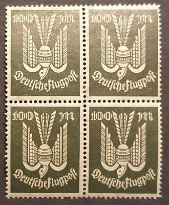 Germany Stamps 1923 Airmail Pidgeon 100m Olive Green MM block of 4 SG272 MI266 - Image 1 of 2