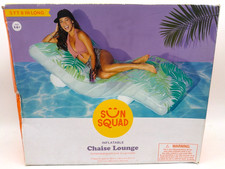 Sun Squad Inflatable Chaise Lounge Pool Float 5'8" Built-In Cup Holder