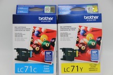 NEW Genuine Brother LC71C Cyan 10/2026  LC71Y Yellow 02/2026 Ink Cartridges