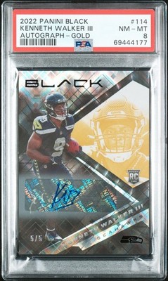 2022 PANINI BLACK KENNETH WALKER III GOLD AUTO /5 PSA 10 POP 1 RC