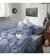 Cotton Vintage Striped Duvet Cover Set 3 Piece Queen Bedding Set with