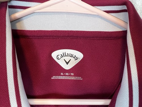 Callaway Men’s Shirt Size XL Red Short Sleeve Polo Activewear Casual Golf Logo - 第 3/10 張圖片