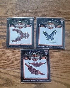 3 Harley Davidson Motorcycles Temporary Tattoos IN PACK !
