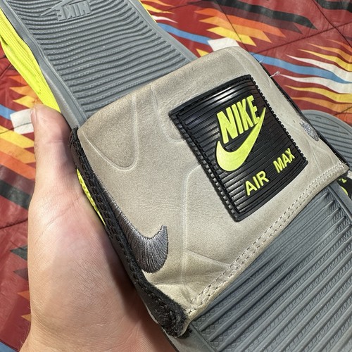 Nike Air Max 90 Slides Sandals Gray Volt Black Neon Women’s Size 8 CT5241-001 - Picture 11 of 19